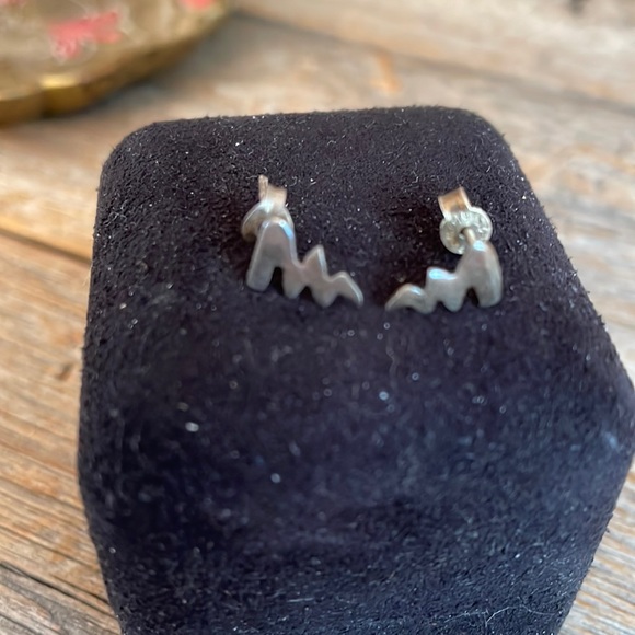 Silver Lightning Rod Stud Earrings. Silver. - Picture 6 of 6